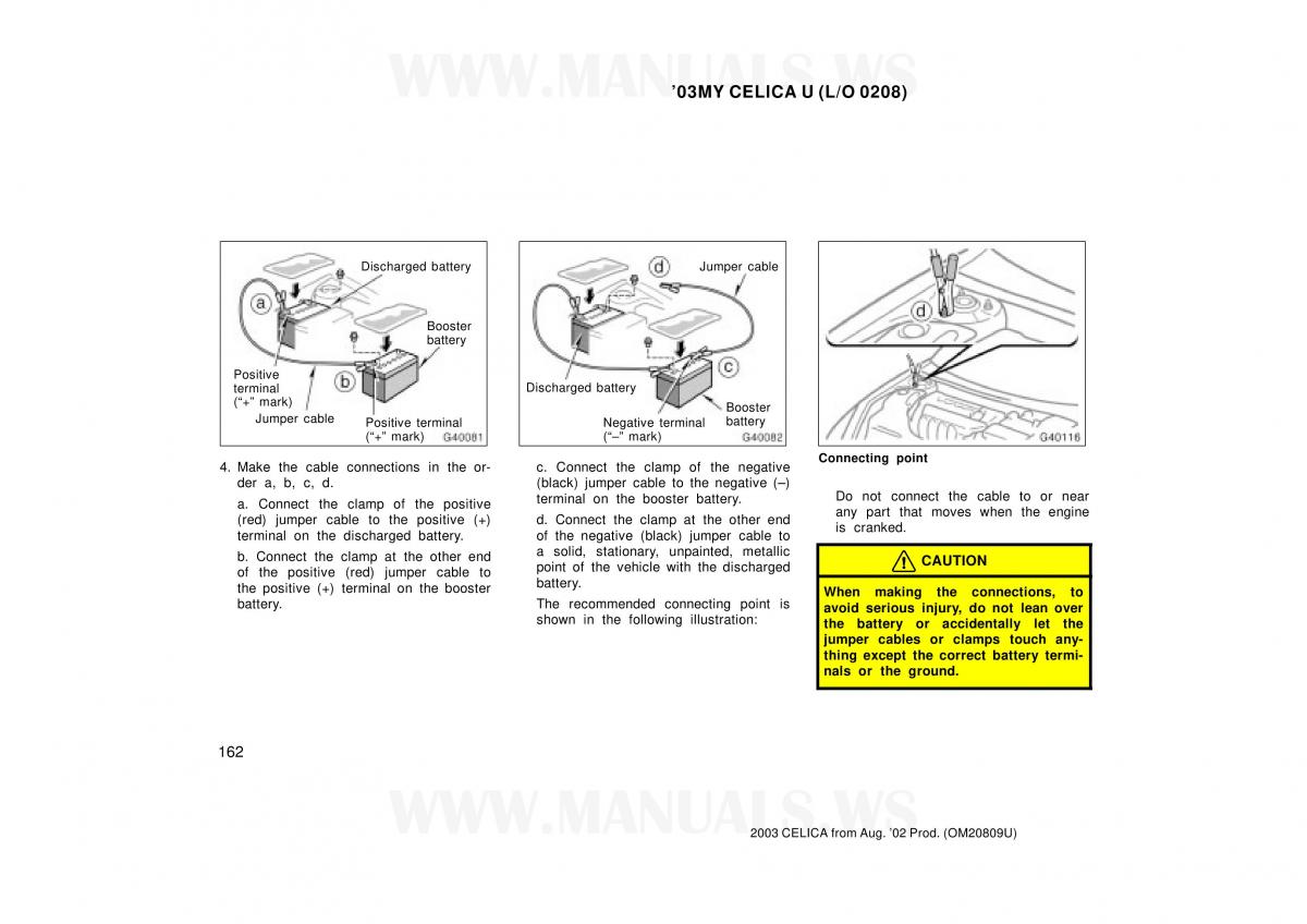 Toyota Celica VII 7 owners manual / page 162