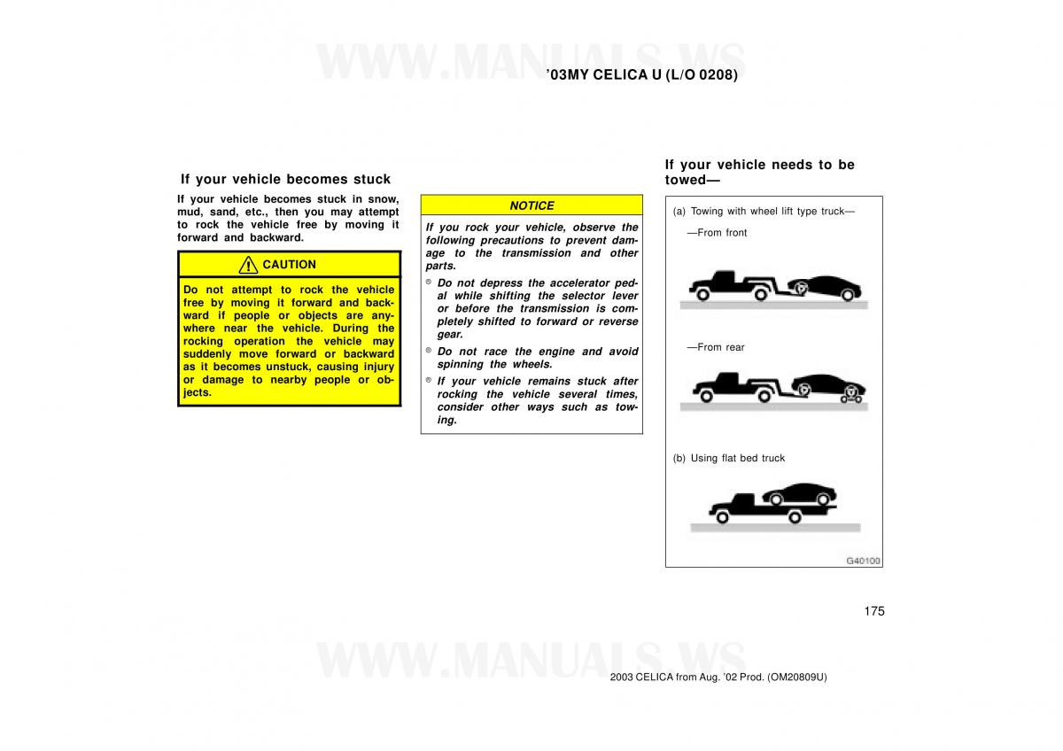 Toyota Celica VII 7 owners manual / page 175