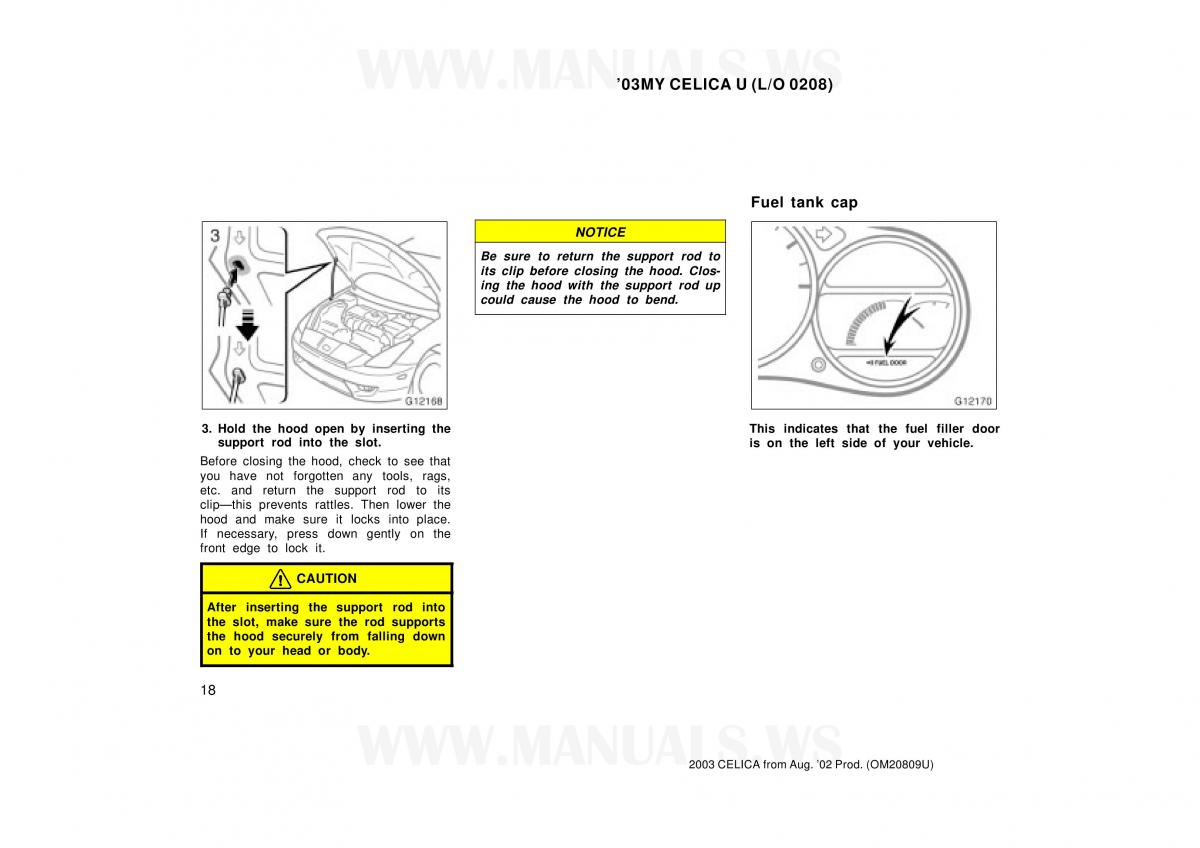 Toyota Celica VII 7 owners manual / page 18