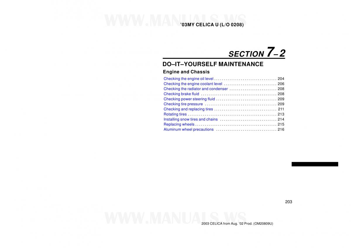 Toyota Celica VII 7 owners manual / page 203
