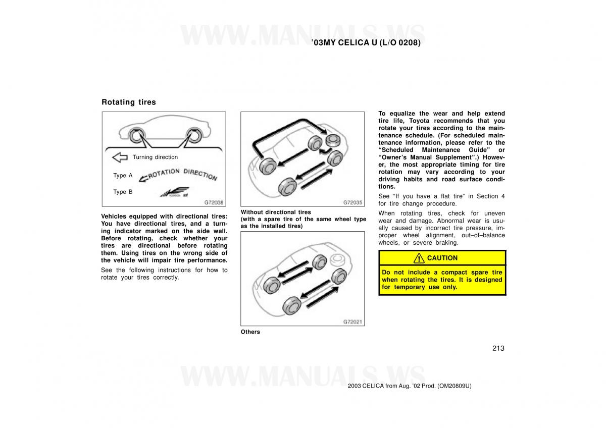 Toyota Celica VII 7 owners manual / page 213