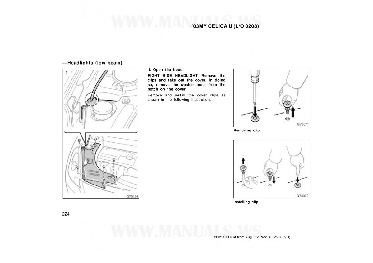 Toyota Celica VII 7 owners manual / page 224