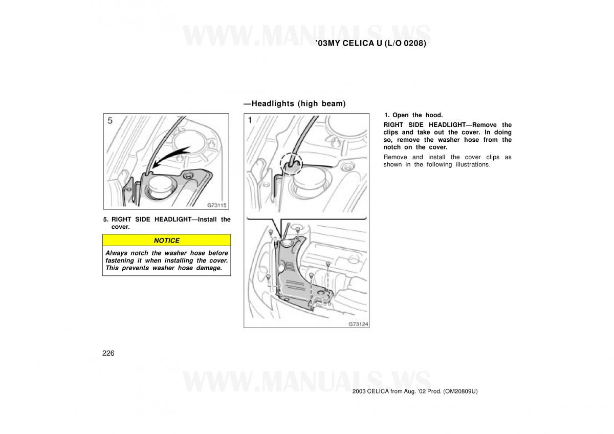 Toyota Celica VII 7 owners manual / page 226