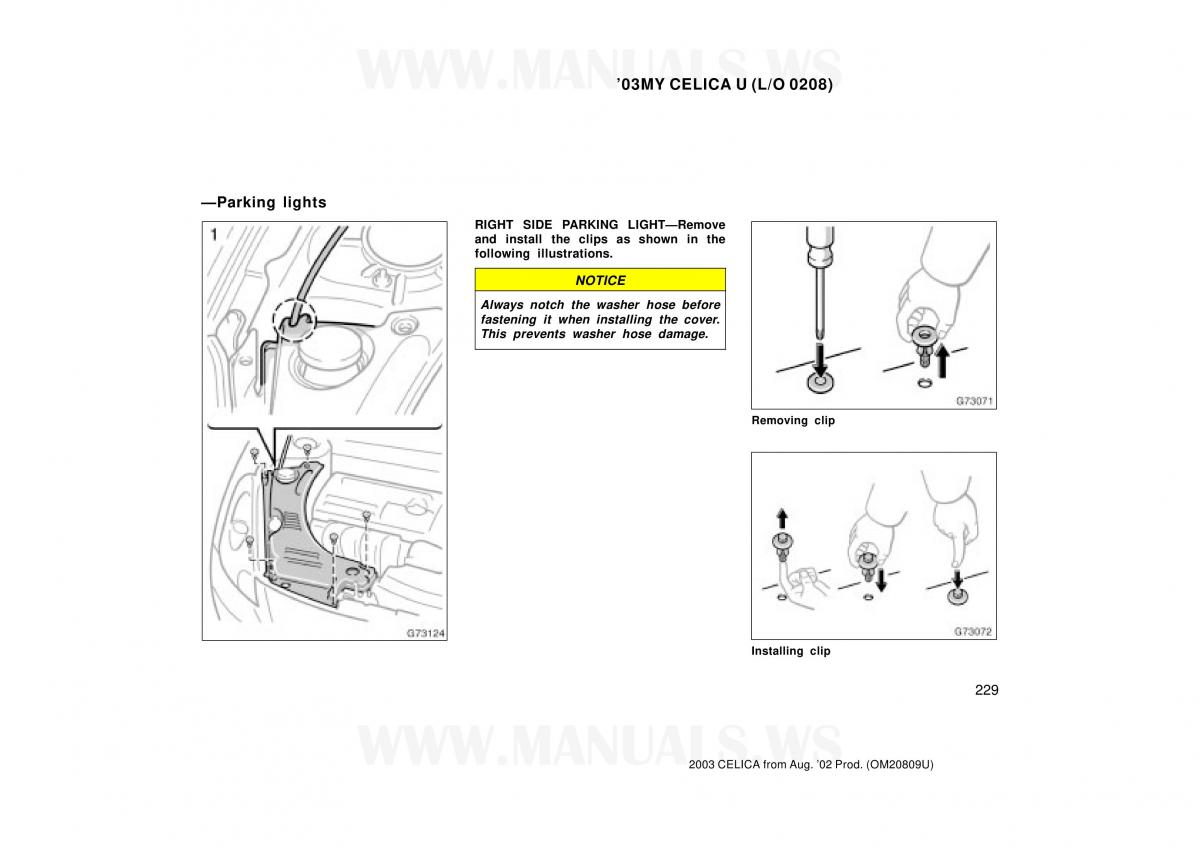 Toyota Celica VII 7 owners manual / page 229