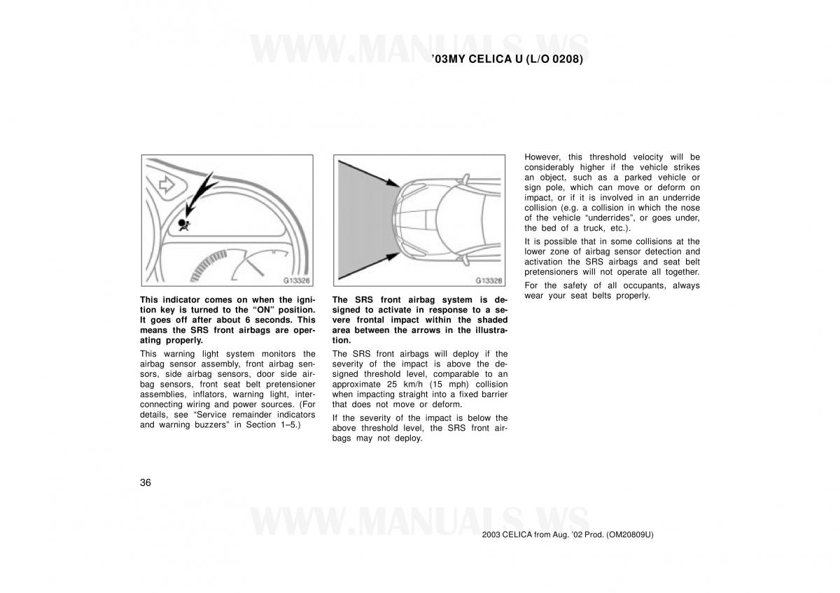 Toyota Celica VII 7 owners manual / page 36