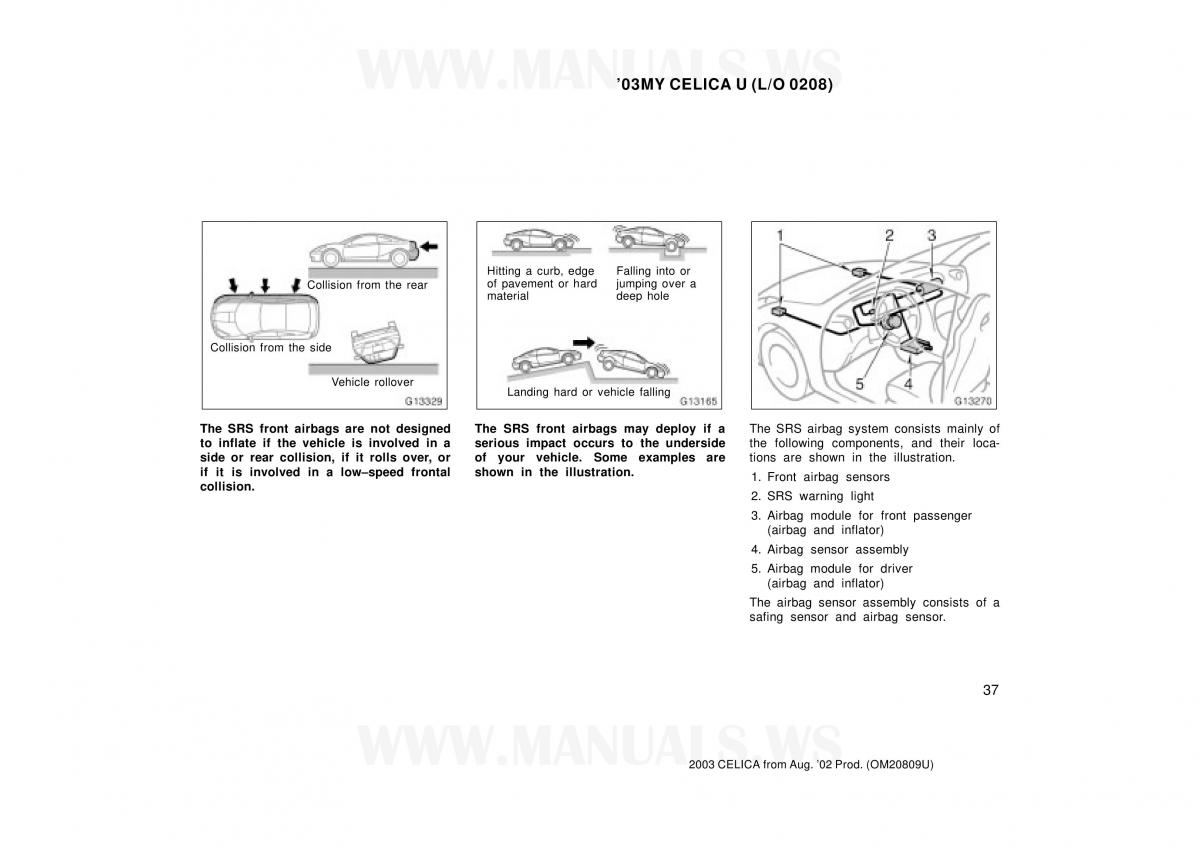 Toyota Celica VII 7 owners manual / page 37