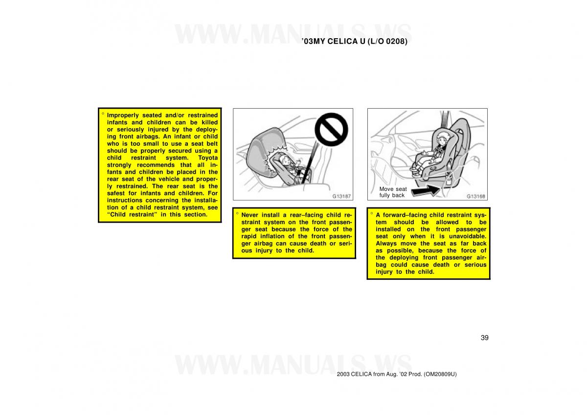 Toyota Celica VII 7 owners manual / page 39