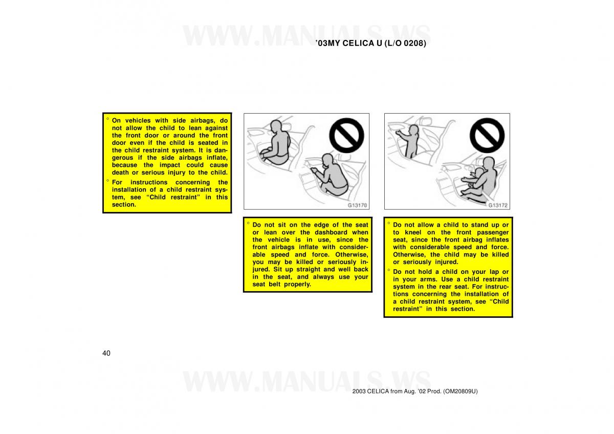 Toyota Celica VII 7 owners manual / page 40