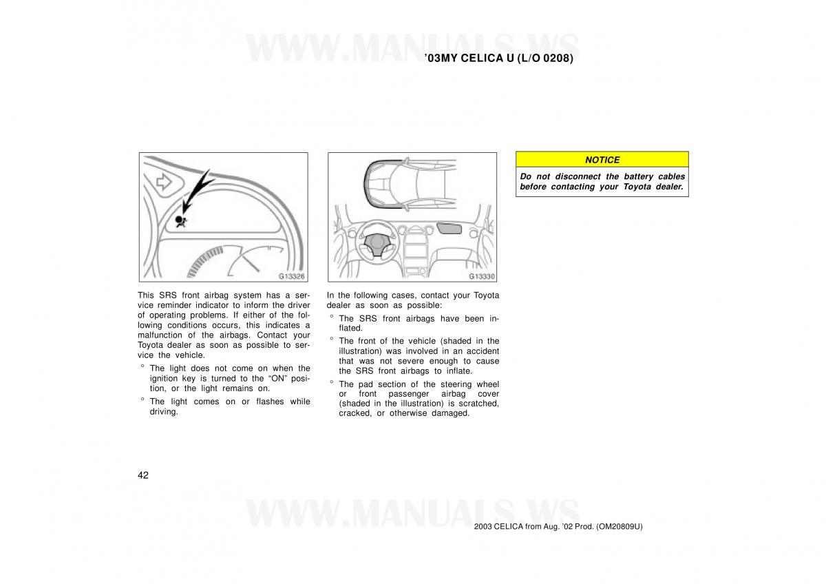 Toyota Celica VII 7 owners manual / page 42