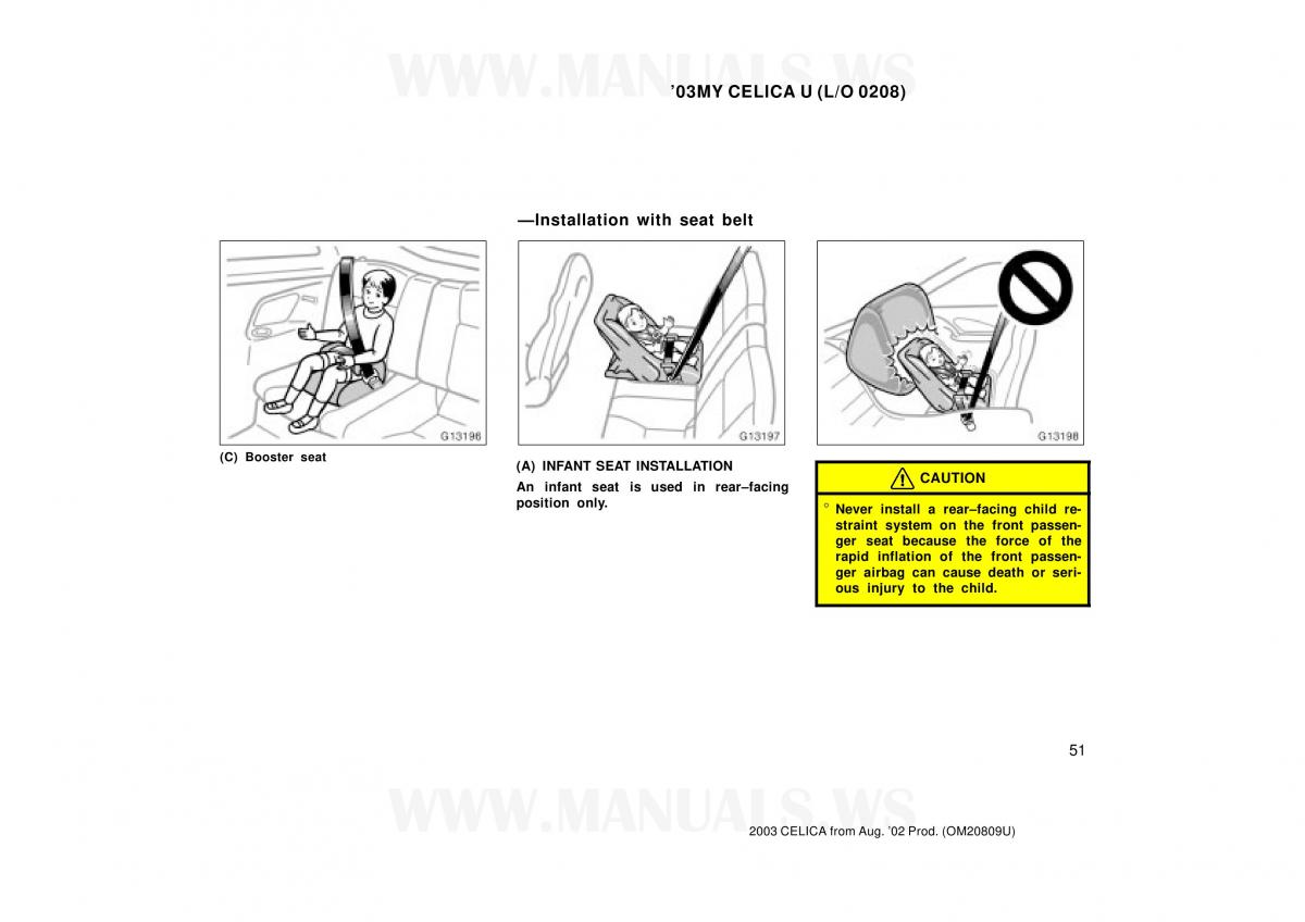 Toyota Celica VII 7 owners manual / page 51