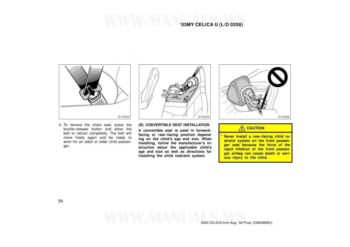 Toyota Celica VII 7 owners manual / page 54