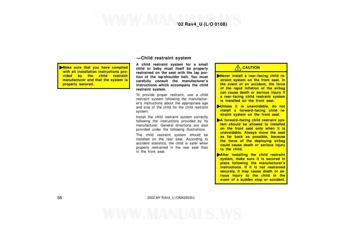 Toyota RAV4 II 2 owners manual / page 58