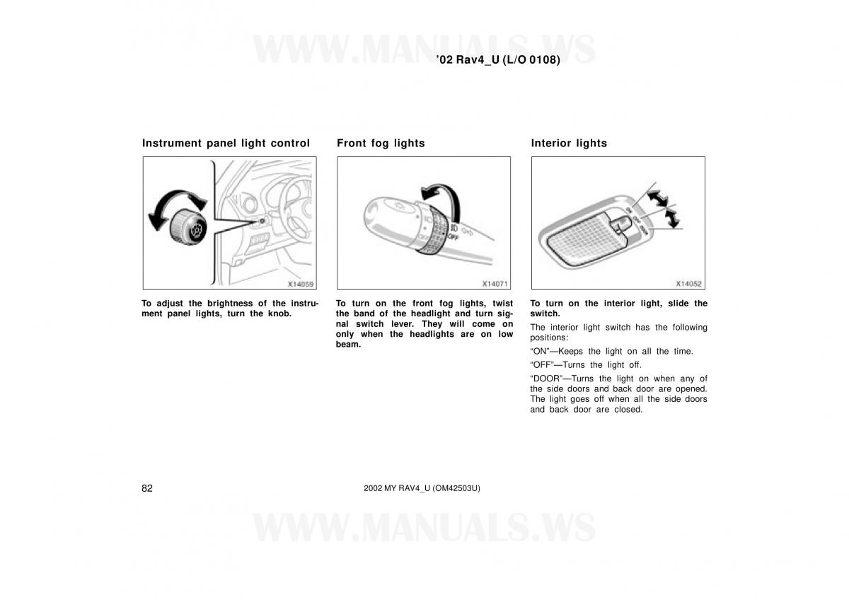 Toyota RAV4 II 2 owners manual / page 82