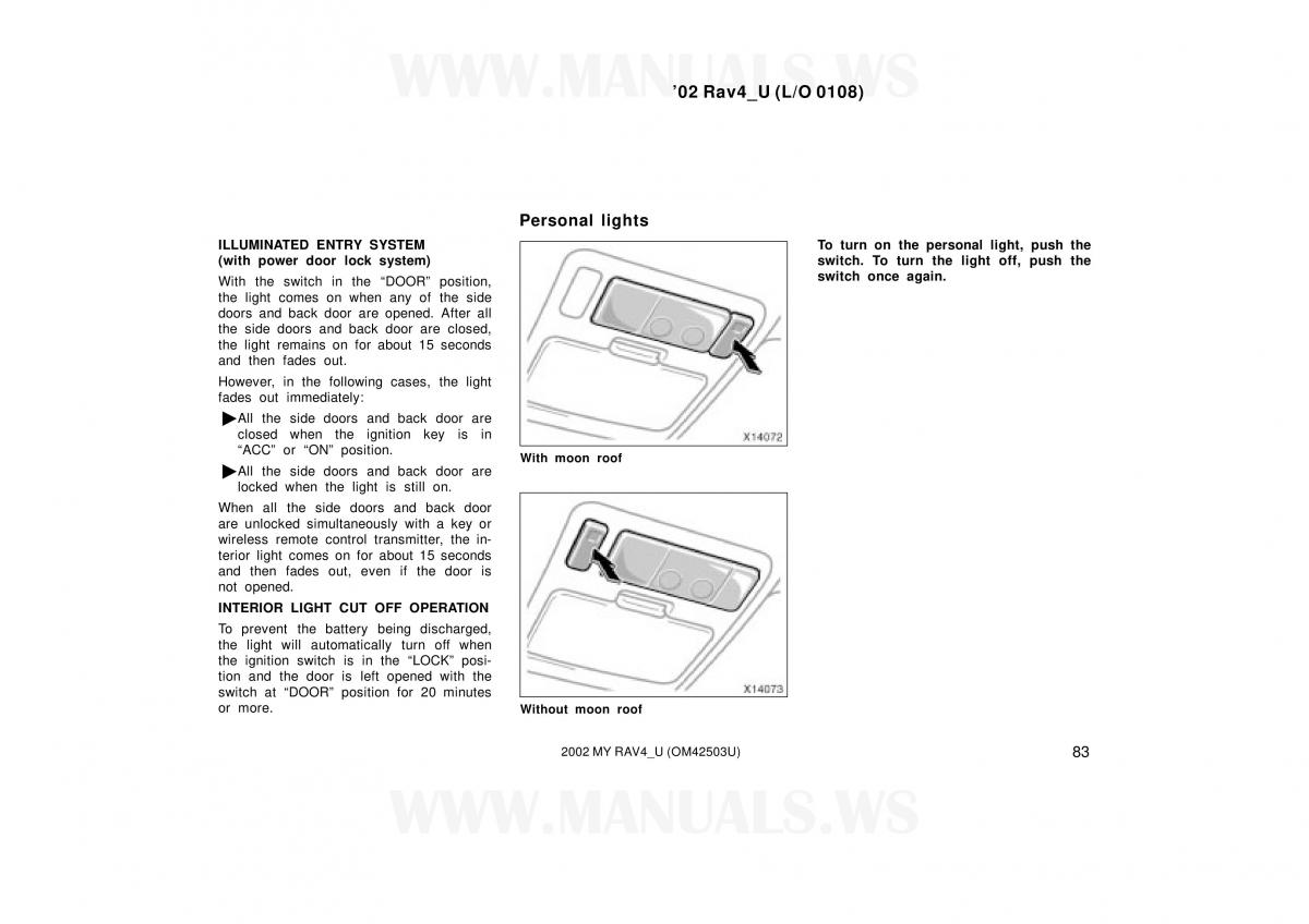 Toyota RAV4 II 2 owners manual / page 83