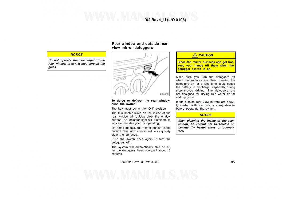 Toyota RAV4 II 2 owners manual / page 85