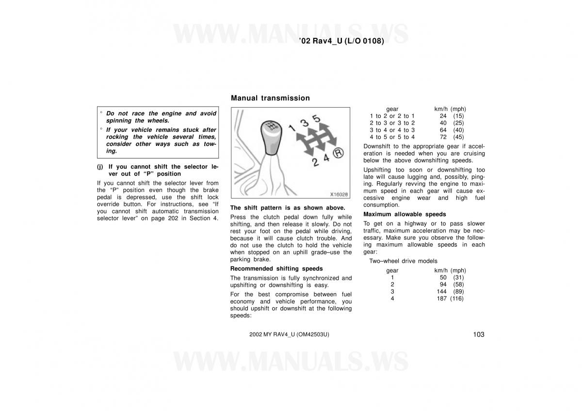 Toyota RAV4 II 2 owners manual / page 103