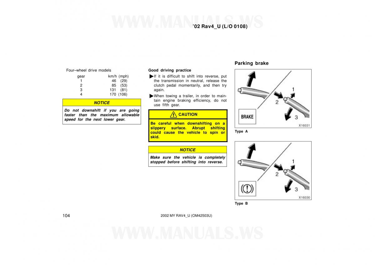 Toyota RAV4 II 2 owners manual / page 104