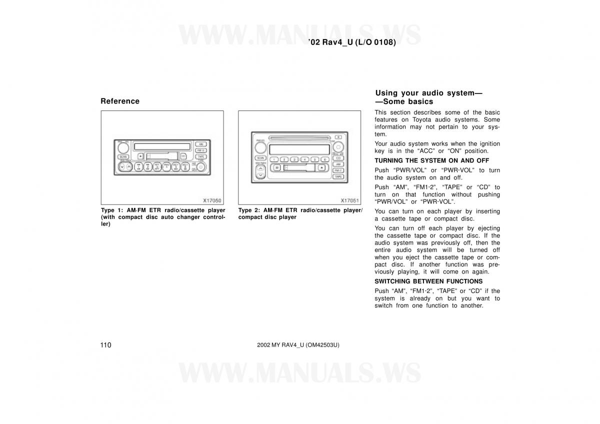 Toyota RAV4 II 2 owners manual / page 110