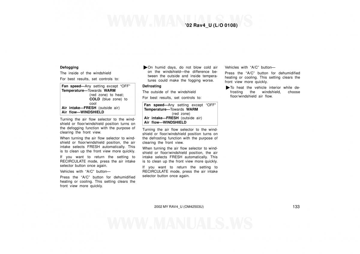 Toyota RAV4 II 2 owners manual / page 133