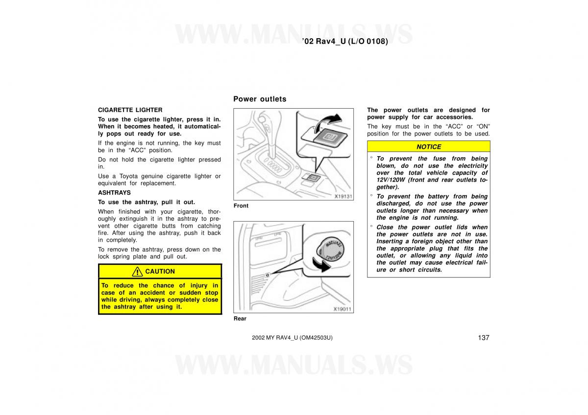 Toyota RAV4 II 2 owners manual / page 137