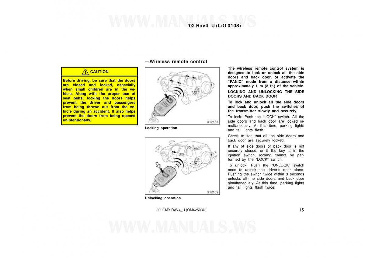 manual  Toyota RAV4 II 2 owners manual / page 15