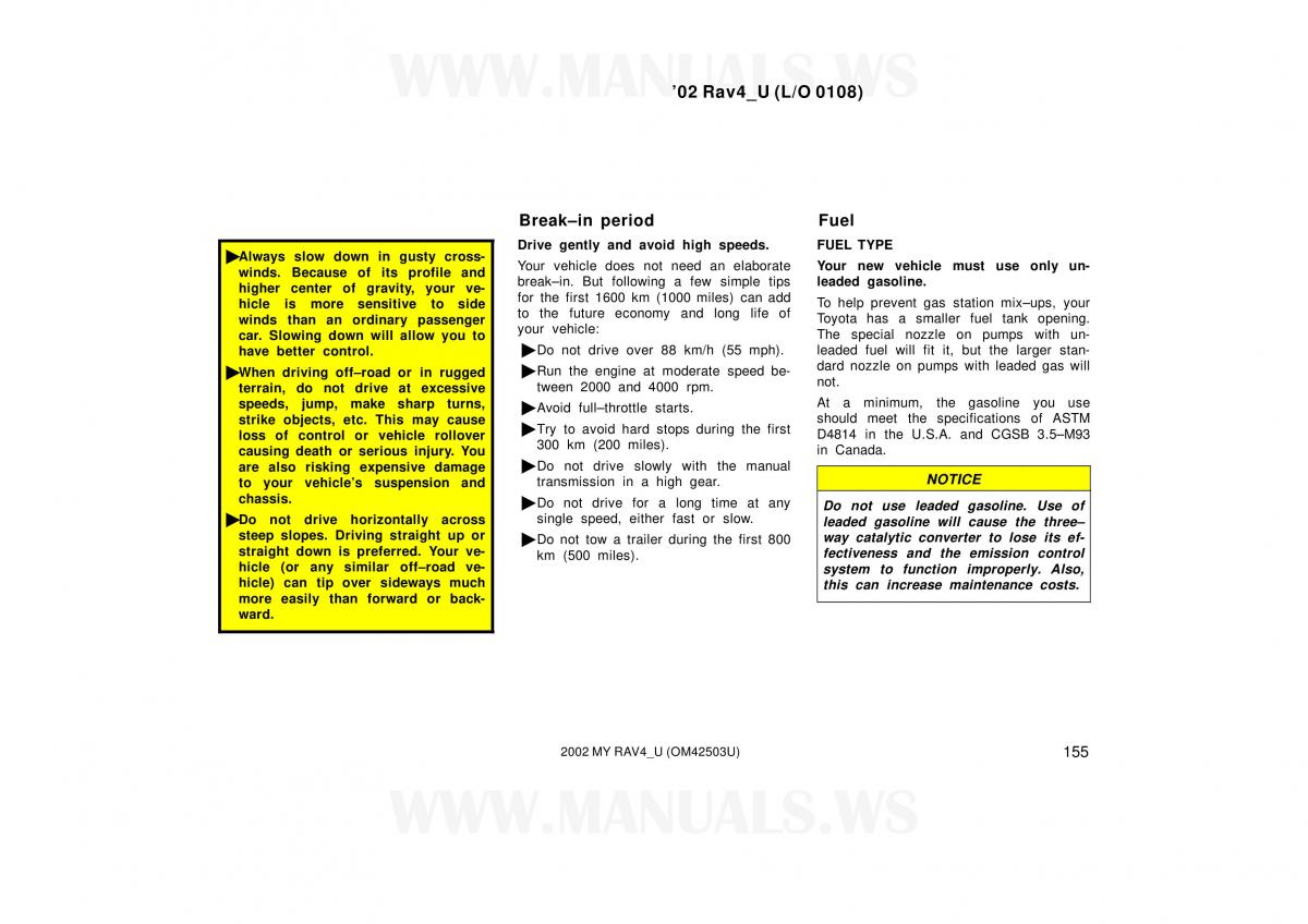 Toyota RAV4 II 2 owners manual / page 155