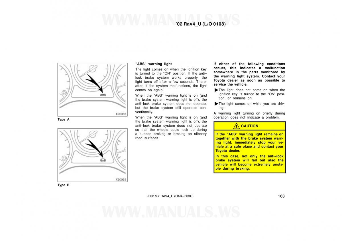 Toyota RAV4 II 2 owners manual / page 163