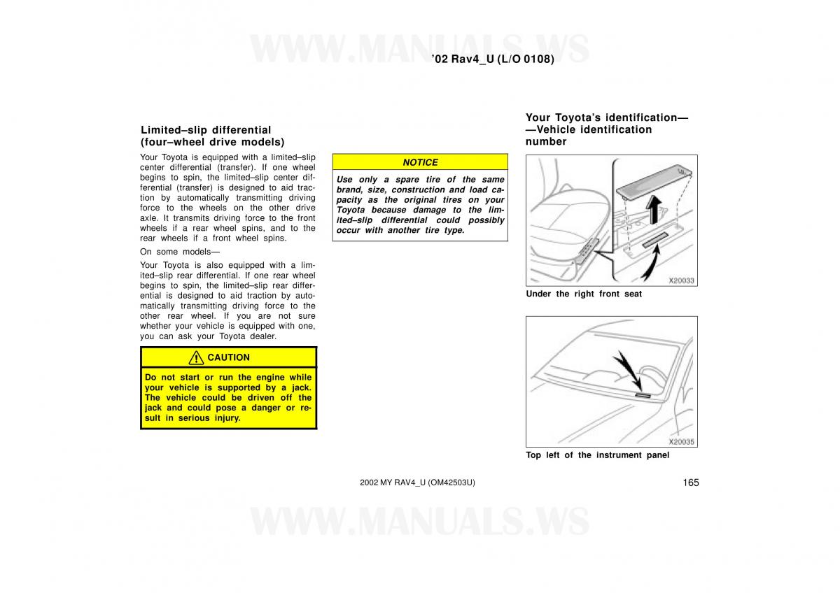 Toyota RAV4 II 2 owners manual / page 165