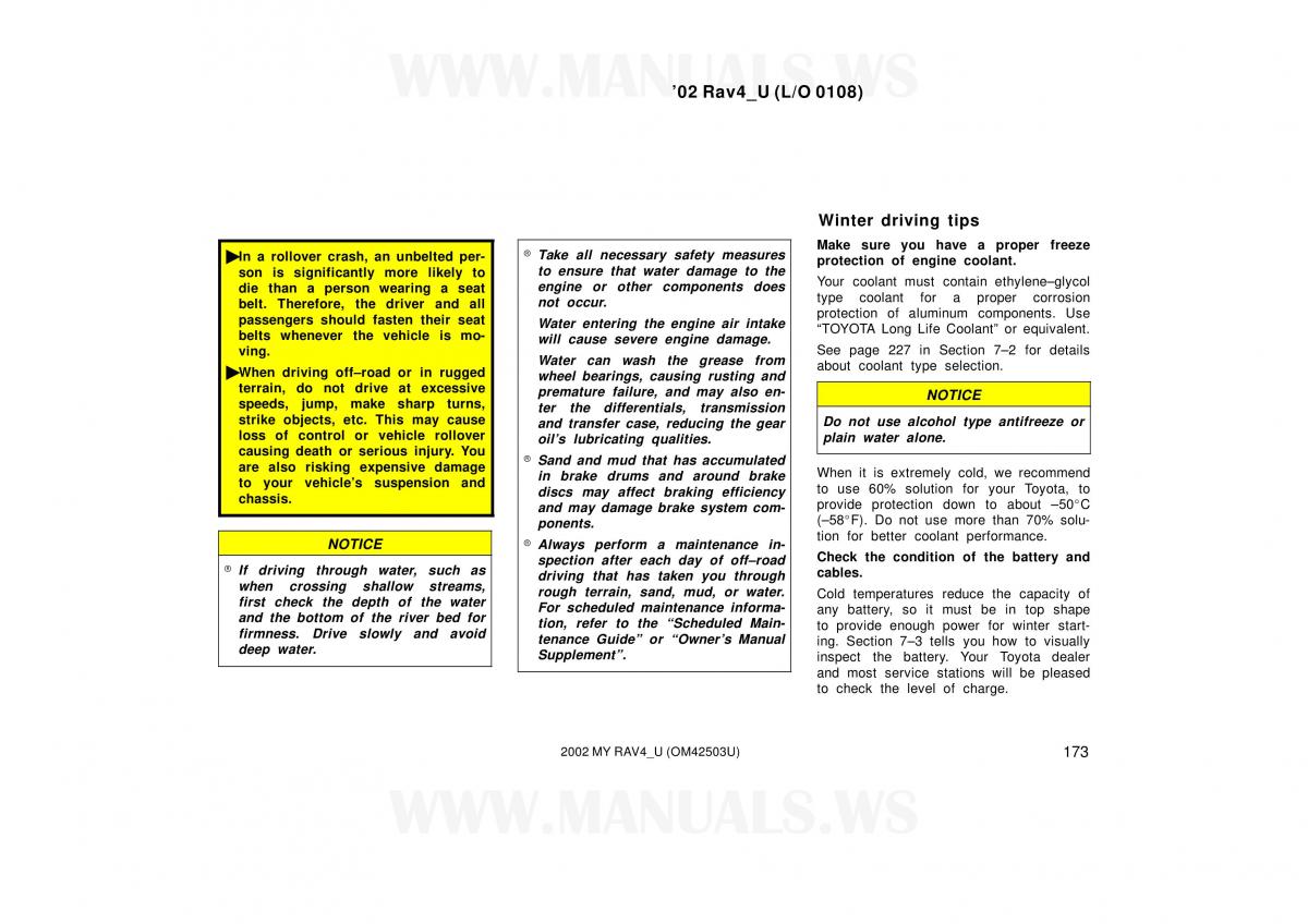 Toyota RAV4 II 2 owners manual / page 173