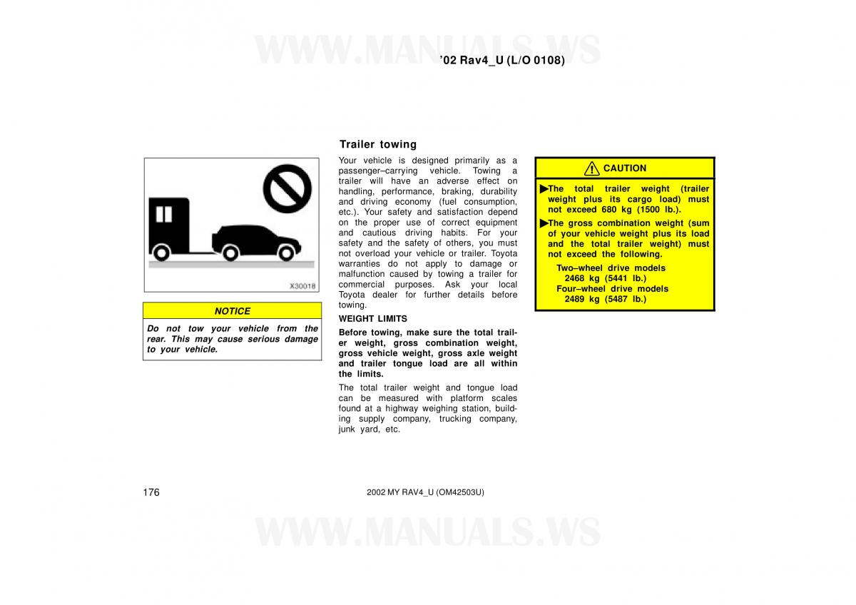 Toyota RAV4 II 2 owners manual / page 176