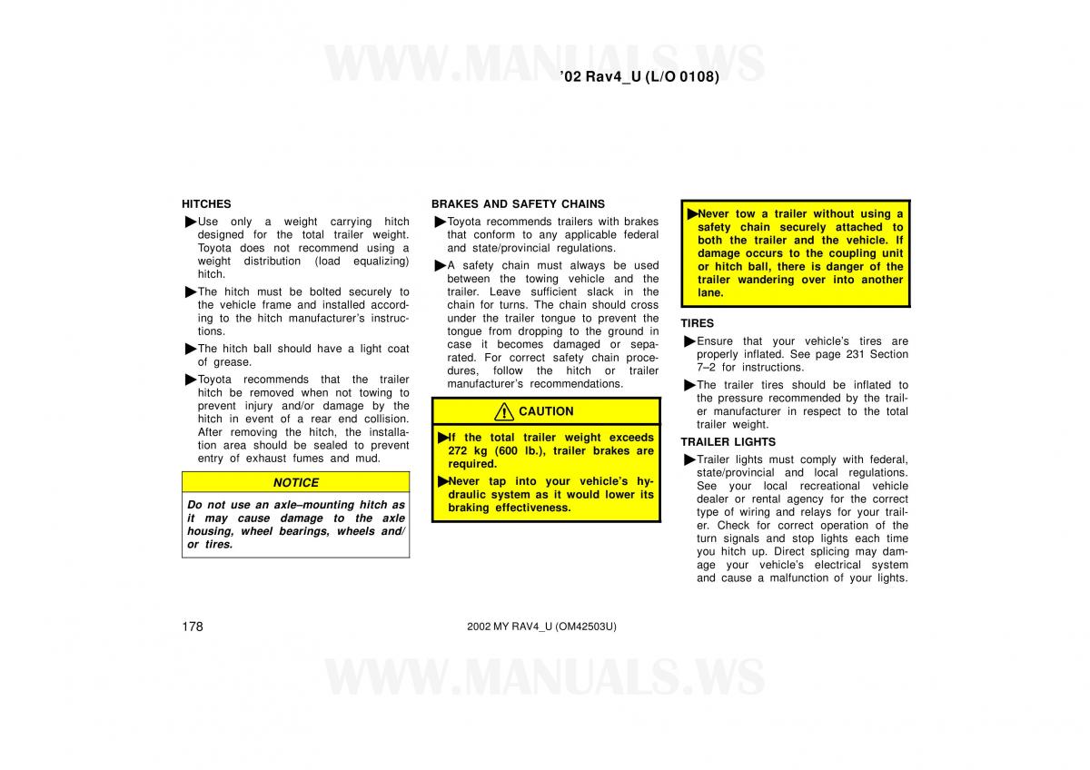 Toyota RAV4 II 2 owners manual / page 178