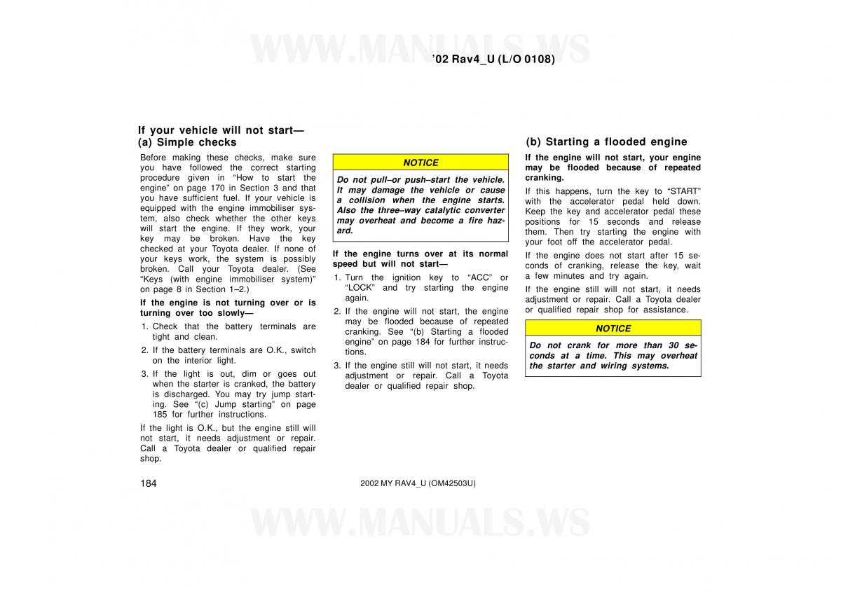 Toyota RAV4 II 2 owners manual / page 184