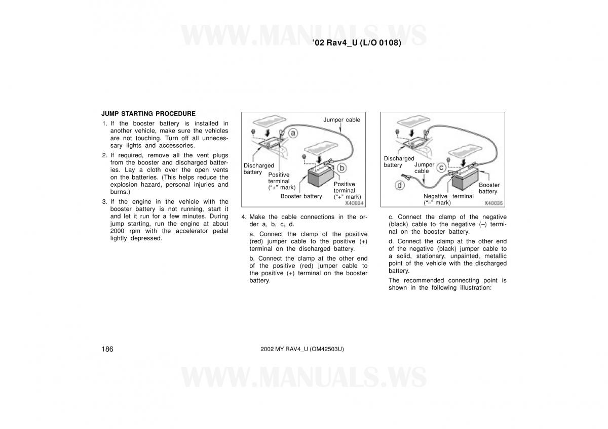 Toyota RAV4 II 2 owners manual / page 186