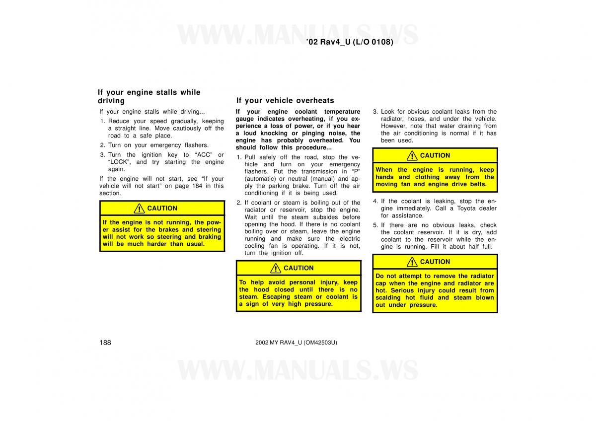 Toyota RAV4 II 2 owners manual / page 188