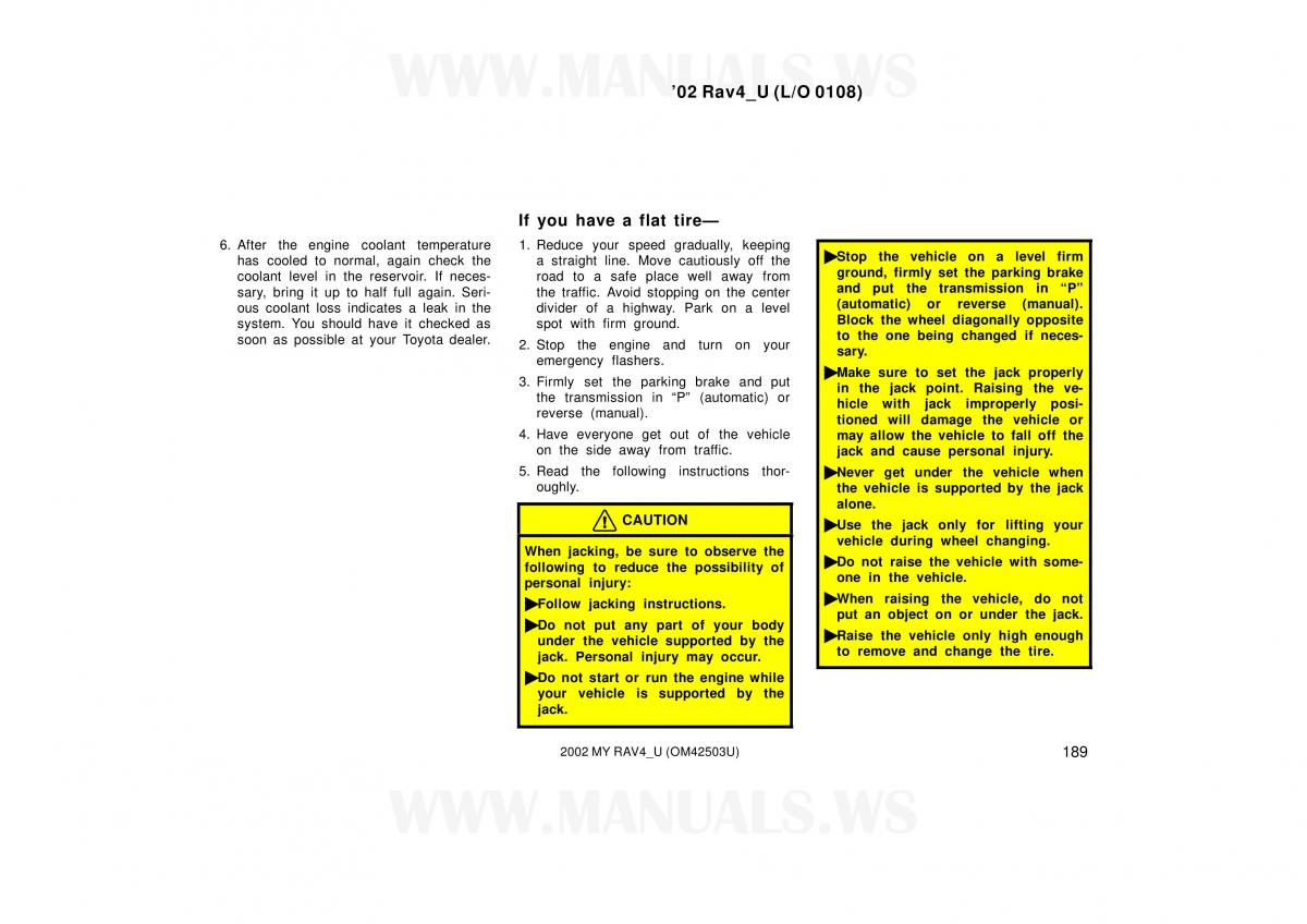 Toyota RAV4 II 2 owners manual / page 189