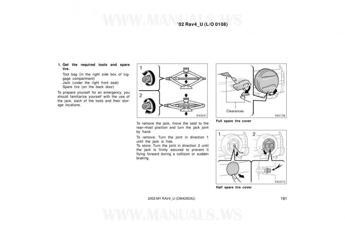 Toyota RAV4 II 2 owners manual / page 191