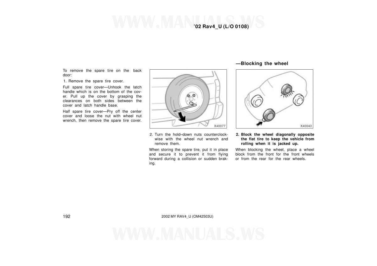 Toyota RAV4 II 2 owners manual / page 192