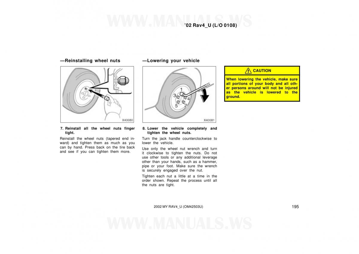 Toyota RAV4 II 2 owners manual / page 195