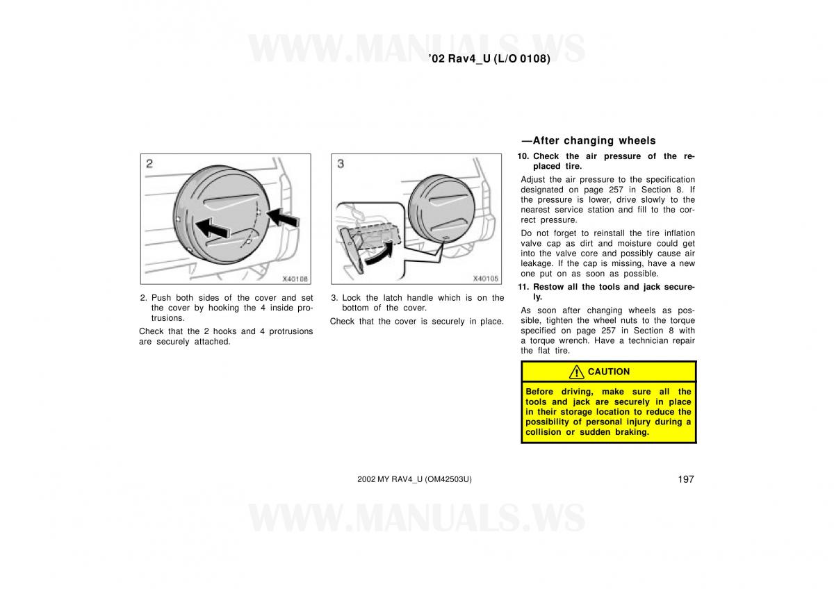 Toyota RAV4 II 2 owners manual / page 197