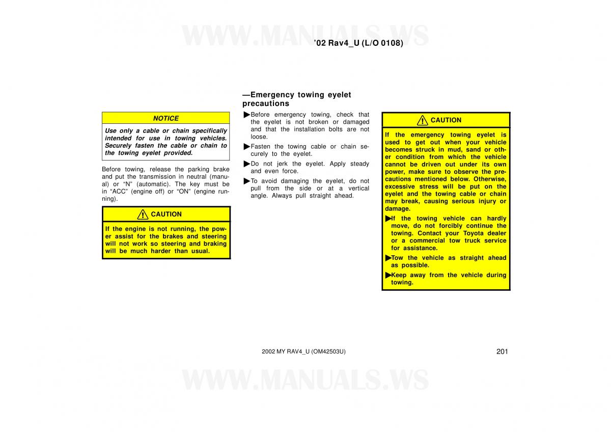 Toyota RAV4 II 2 owners manual / page 201