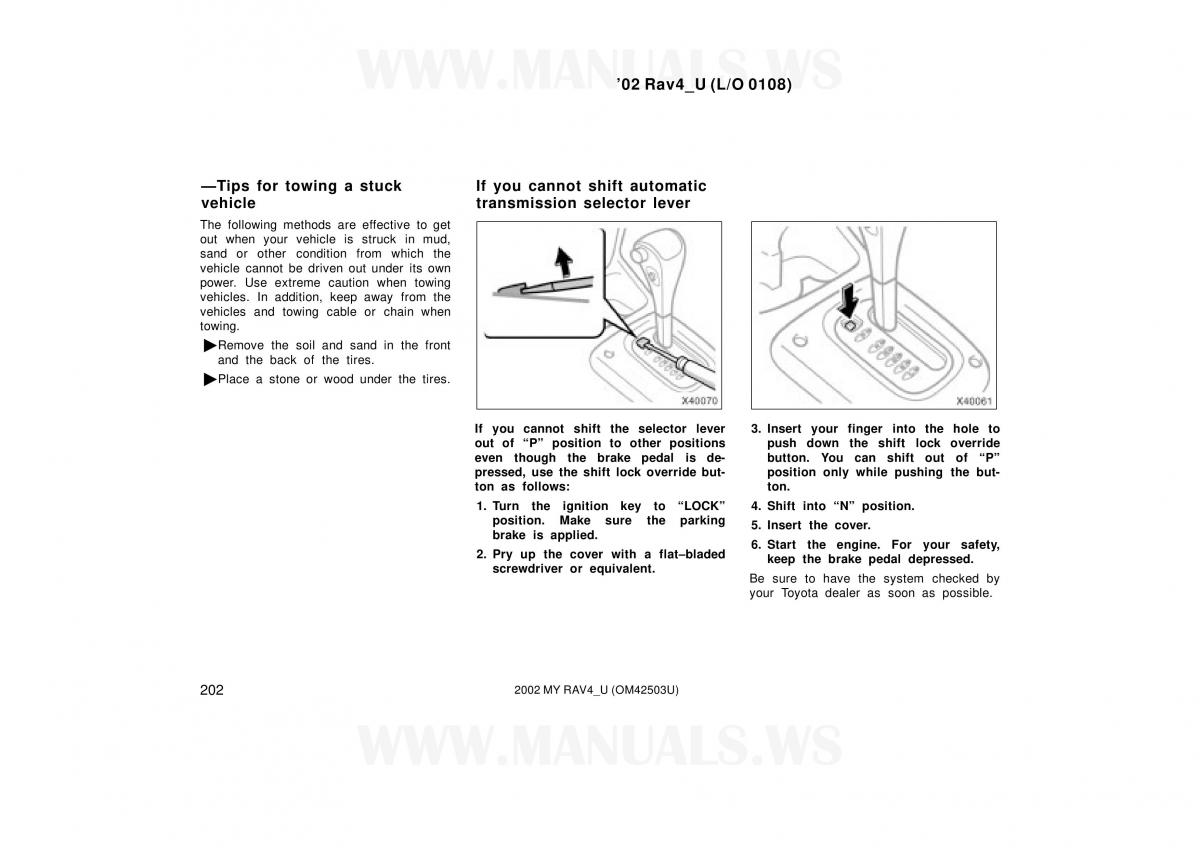 Toyota RAV4 II 2 owners manual / page 202