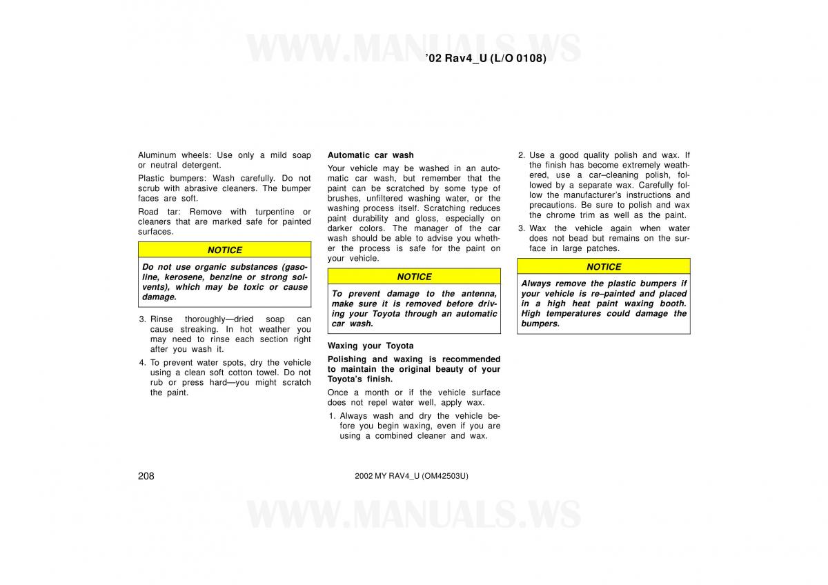 Toyota RAV4 II 2 owners manual / page 208