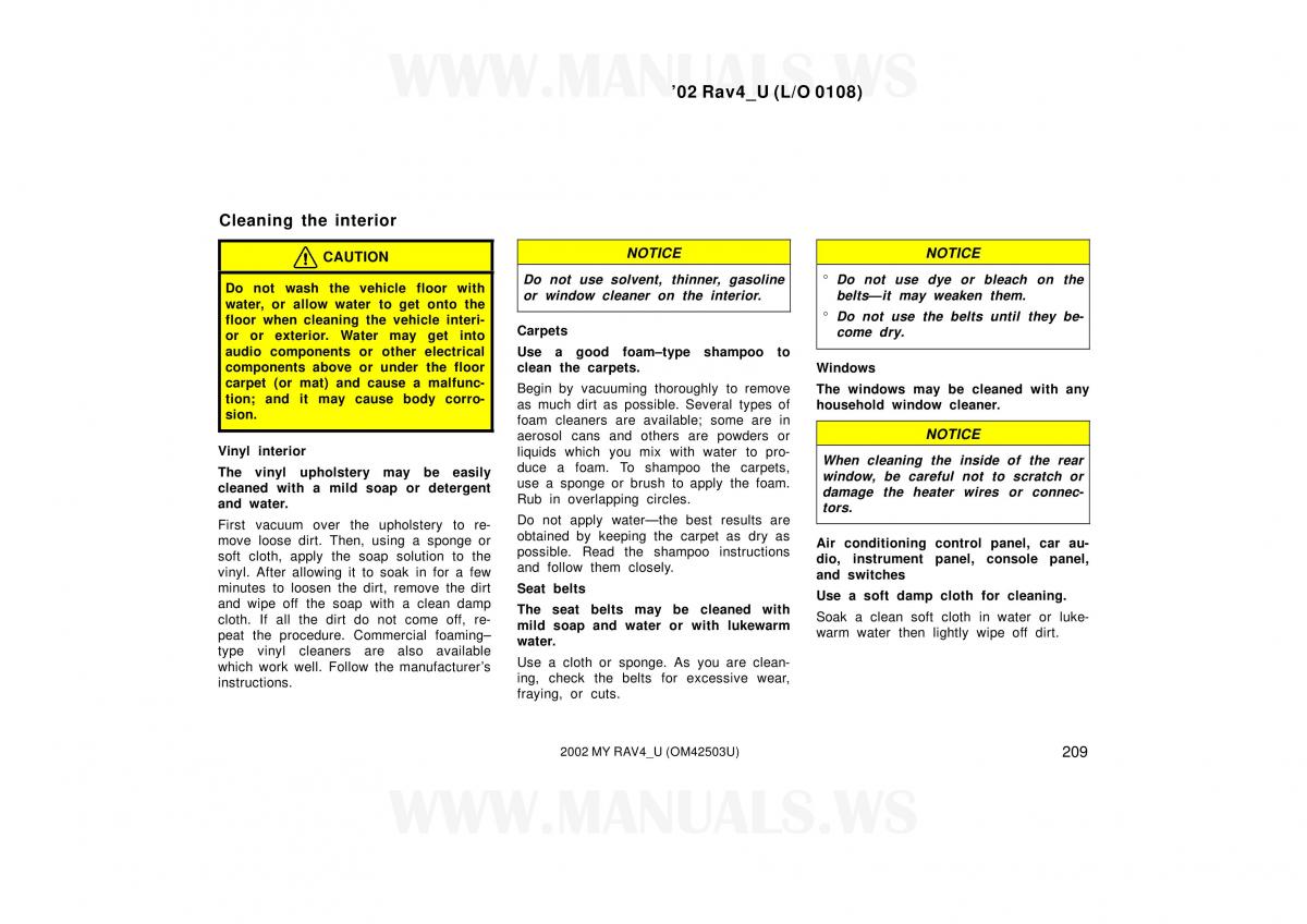 Toyota RAV4 II 2 owners manual / page 209