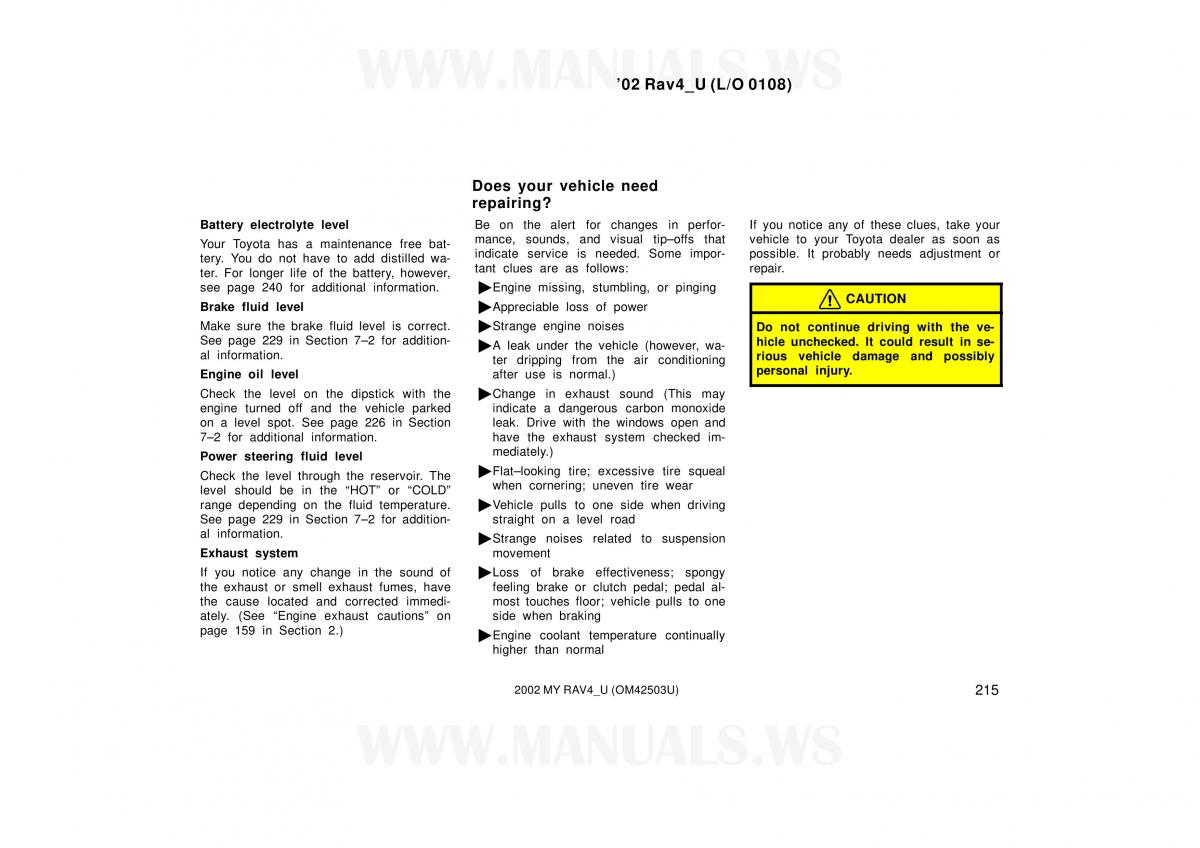 Toyota RAV4 II 2 owners manual / page 215