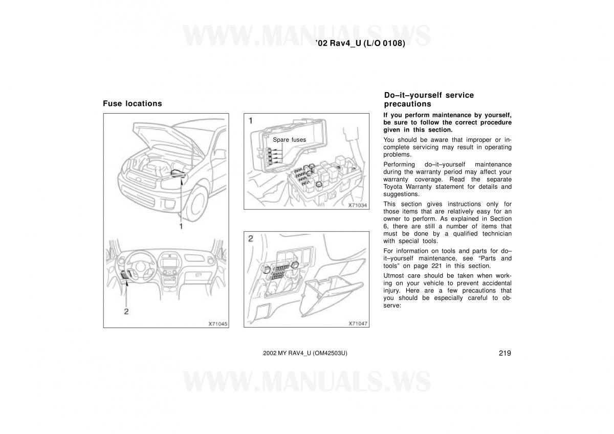 Toyota RAV4 II 2 owners manual / page 219