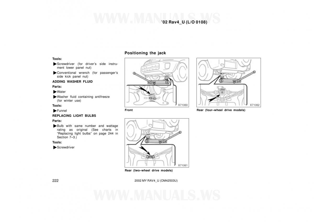 Toyota RAV4 II 2 owners manual / page 222