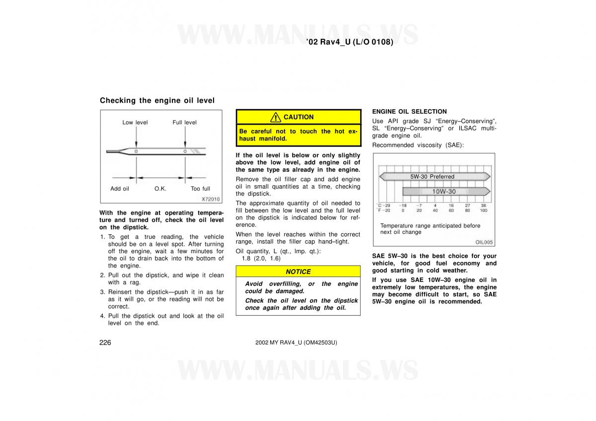 Toyota RAV4 II 2 owners manual / page 226