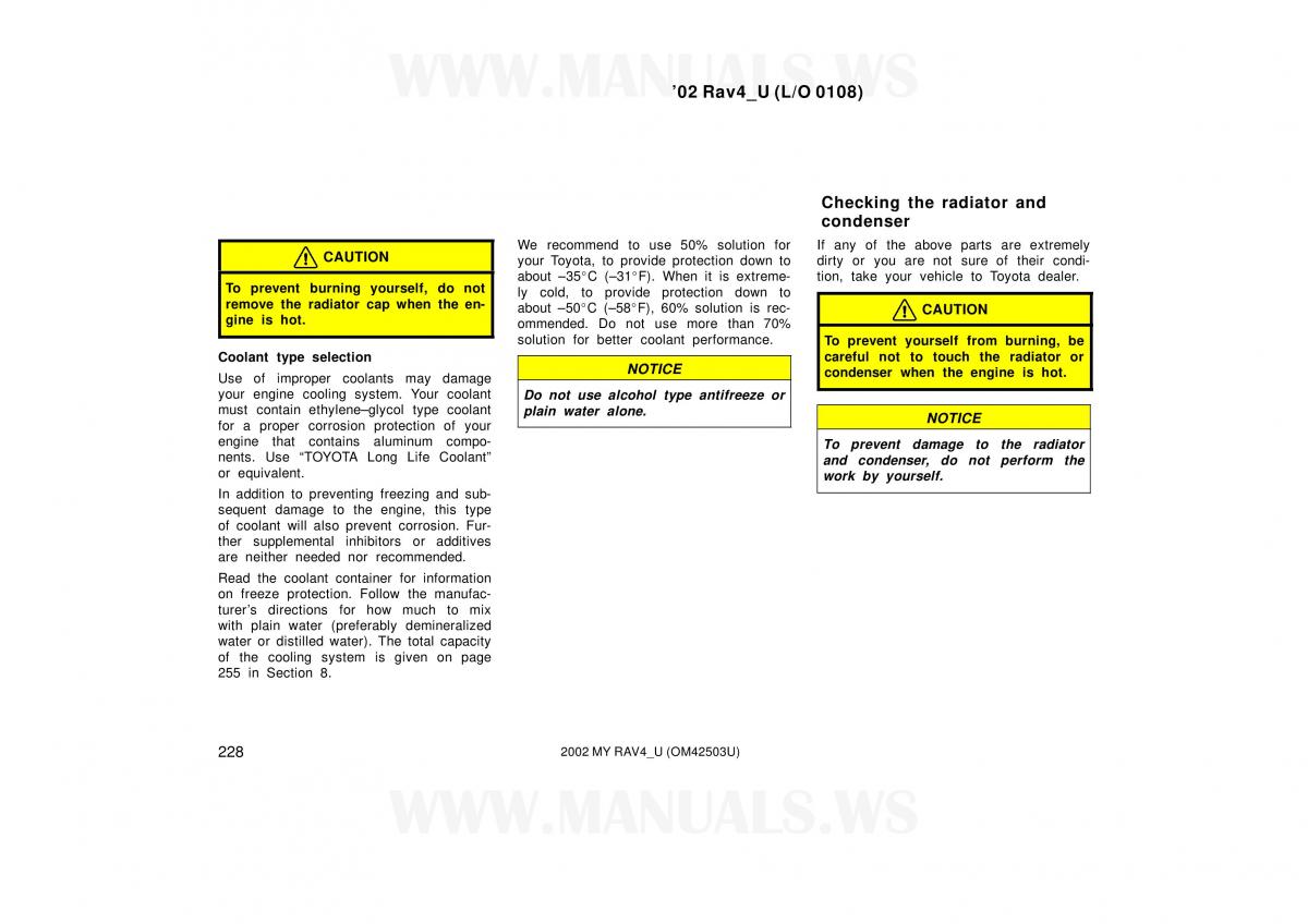 Toyota RAV4 II 2 owners manual / page 228