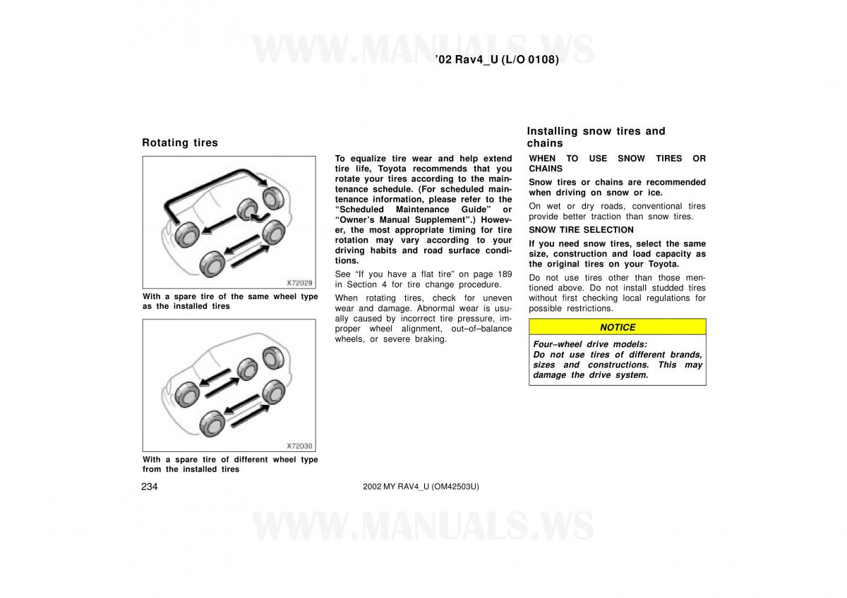 Toyota RAV4 II 2 owners manual / page 234