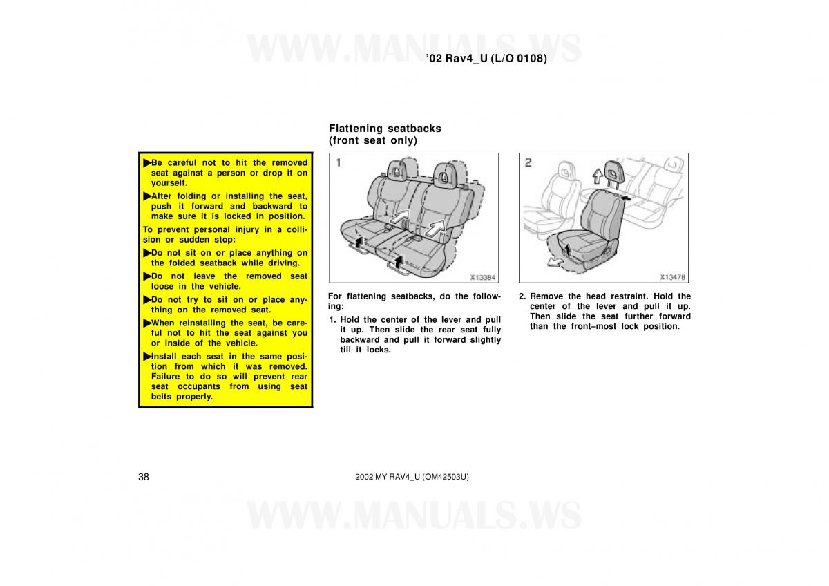 Toyota RAV4 II 2 owners manual / page 38